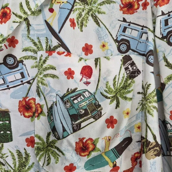 George Men's Floral and Palm Print Shirt S/S XL Jeep Surfboard Van Beach Resort - Picture 5 of 6